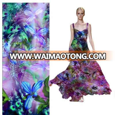 Festival Fabric Chinese Factory Hot Printing Crepe CDC Pure Silk Fabric For print dresses